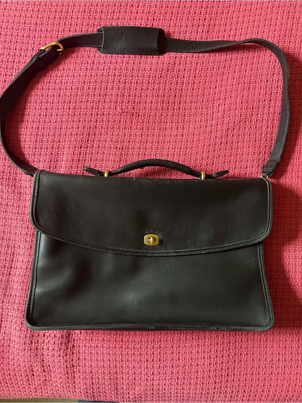 Vintage Coach Lexington 5265 Leather Turnlock Messenger Briefcase Bag Black